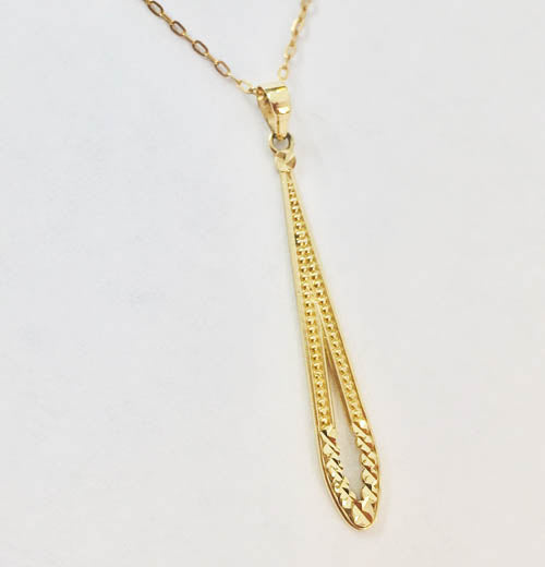 Gold Diamond Cut Drop Pendant at Rubini Jewelers