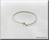 14Kt Gold Petite Rowing Hatchet and Lab Grown Diamond Open Bracelet by Rubini Jewelers