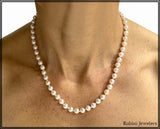 Akoya Cultured Pearls Necklace with 14Kt Gold Fishook Clasp 18 Inches att Rubini Jewelers