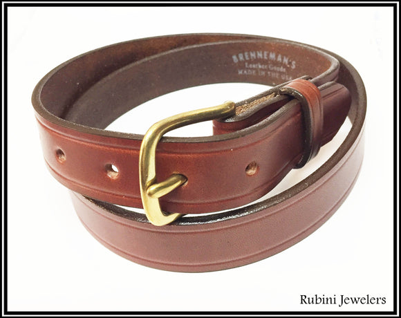 Brenneman's Warm Brown Full Grain Leather Belt from Rubini Jewelers