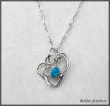 Turquoise on Silver Triple Heart Shape Pendant by Rubini Jewelers
