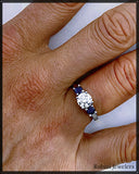 14Kt Gold Lab Grown Diamond and Natural Sapphires Engagement Ring at Rubini Jewelers