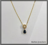14Kt Gold Antique Reproduction Diamond and Sapphire Necklace by Rubini Jewelers