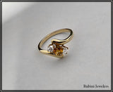 14Kt Gold Bypass Citrine Ring with Two Diamonds