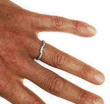Angular Contour 18Kt Gold Diamond Band at Rubini Jewelers, on woman's hand