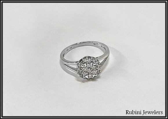 18Kt White Gold 1/2ct Diamond Cluster Ring at Rubini Jewelers