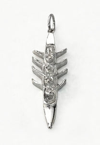 3D Top View Rowing Quad with Oars and Rowers Pendant by Rubini Jewelers