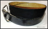 Black Top Grain Leather Belt with Snap On Buckle- Plain from Rubini Jewelers