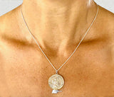 Brass St.Christopher and Silver Rowing Blade Pendant by Rubini Jewelers