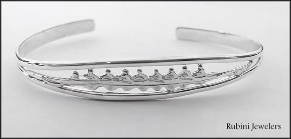 Eight Oar Rowing Boat in Split Cuff Bracelet by Rubini Jewelers