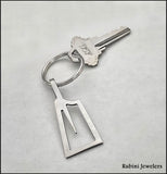 Extra Large Rowing Blade Outline Sterling Silver Keyring