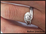 Handmade Sterling Silver Swirl Design 1/4ct Diamond Ring by Rubini Jewelers