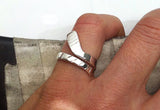 Medium Sterling Silver Ice Hockey Stick Ring by Rubini Jewelers