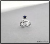 Silver Swirl Rowing Ring with Lapis Lazuli by Rubini Jewelers