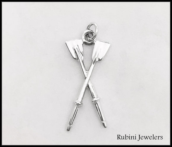 Large Crossed Hatchet Oars Rowing Pendant by Rubini Jewelers