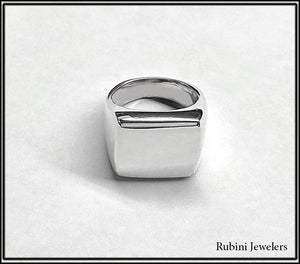 Large Silver Square Top Signet Ring by Rubini Jewelers