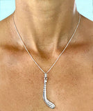 Large Sterling Silver Ice Hockey Stick Pendant by Rubini Jewelers