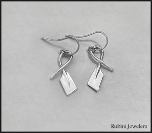 Large Looped Over Hatchet Oars on Wire Dangle Rowing Earrings by Rubini Jewelers