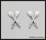 Medium Crossed Tulip Oars Post Earrings Sterling Silver by Rubini Jewelers