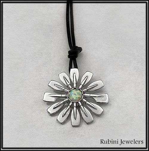 Rowing Flower with Opal Pendant by Rubini Jewelers