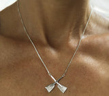 Large Crossed Oars with Box Chain Rowing Necklace by Rubini Jewelers