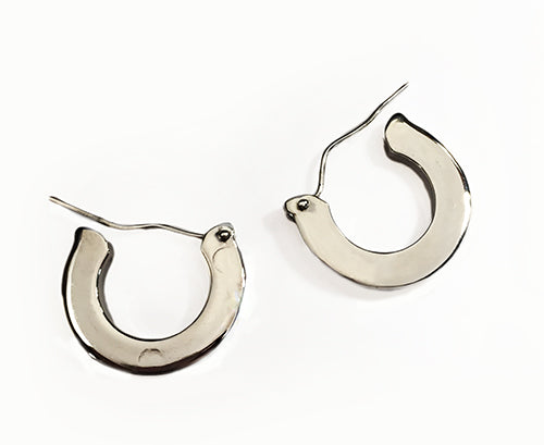 Silver Oarlock Washer Solid Hoop Earrings by Rubini Jewelers