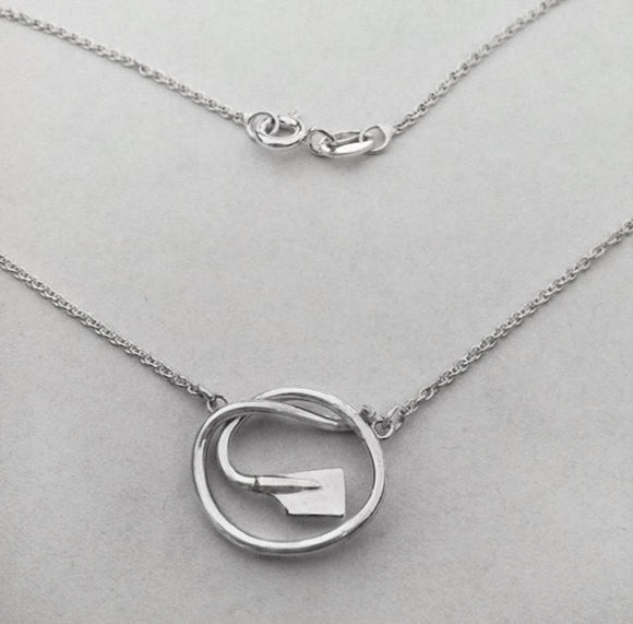 Open Knot Necklace with Petite Rowing Blade Sterling Silver by Rubini Jewelers