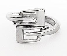 Overlapping Rowing Hatchet Blade Outlines Ring Sterling Silver by Rubini Jewelers