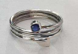 Triple Wrap Hatchet Oar Ring with Genuine Sapphire by Rubini Jewelers