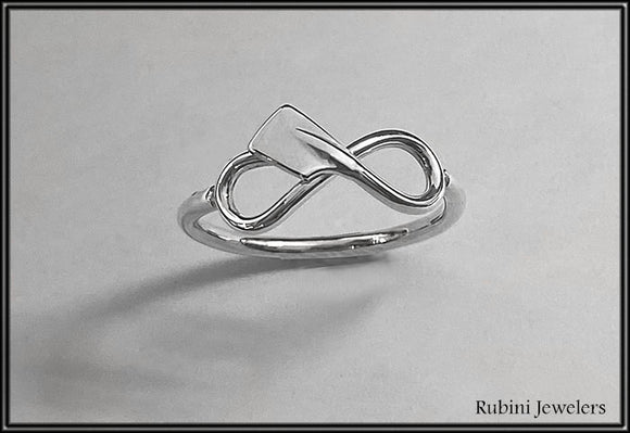 Petite Rowing Hatchet Oar on Infinity Symbol Ring