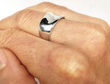 Silver concave wide tapered ring by Rubini Jewelers