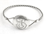 Twist Wire Bangle with Engraved Disc at Rubini Jewelers