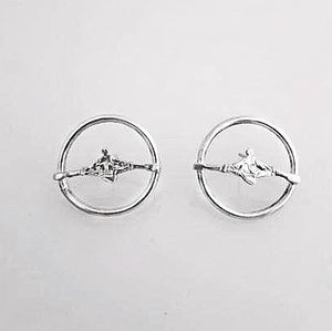Single Sculler in Open Circle Post Rowing Earrings by Rubini Jewelers