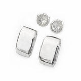 Curved Rectangles with Edges Polished Silver Post Earrings by Rubini Jewelers