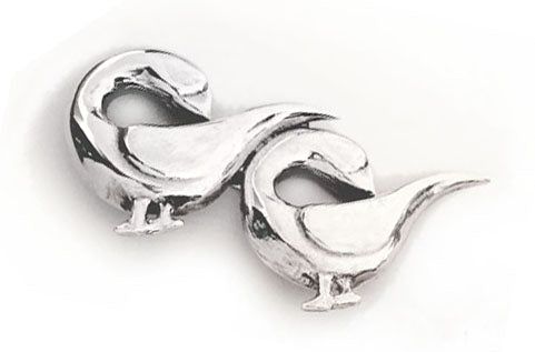 Two Geese Sterling Silver Brooch by Rubini Jewelers