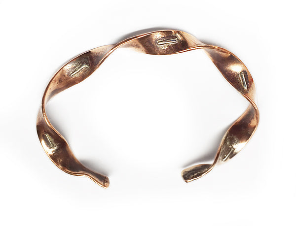 Vintage Copper Cuff Bracelet - Twisted Braided Ropey