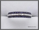White Gold Diamonds and Double Row Sapphires Band from Rubini Jewelers
