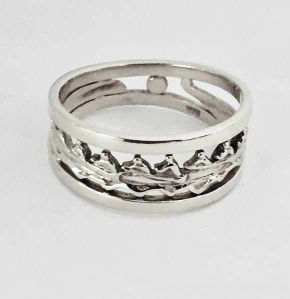 Eight Person Rowing Boat with Rims Ring by Rubini Jewelers