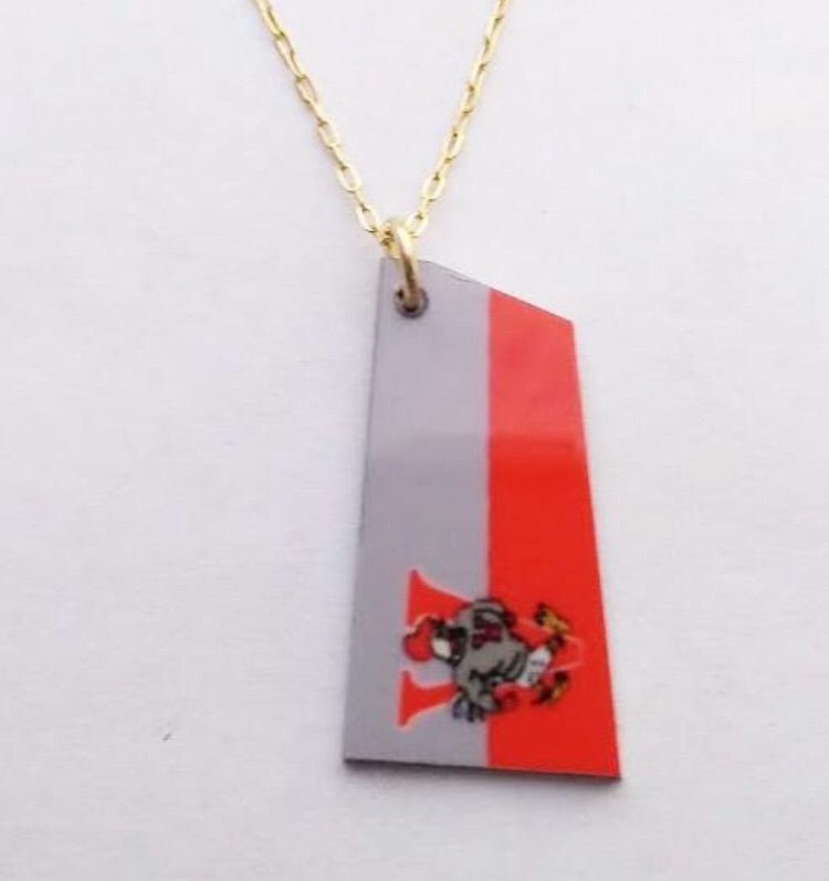 Custom Aluminum Rowing Team Oar on Gold Filled Chain Necklace Rubini Inc.