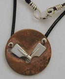 2 Sterling Rowing Blades on Copper with Leather Cord Necklace
