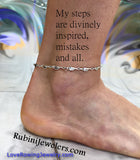 Sterling Silver Petite Rowing Blades Linked Anklet with Inspiration by Rubini Jewelers