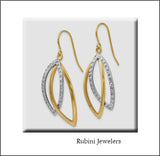 14Kt Gold Two Tone Leaf Shape Dangle Earrings at Rubini Jewelers