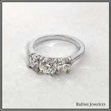 Platinum Three Diamond Engagement Ring at Rubini Jewelers