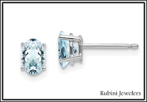 14kt White Gold Aquamarine Post Earrings at Rubini Jewelers