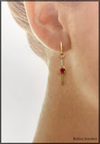 14Kt Gold Delicate Dangle Ruby and Diamond Earrings at Rubini Jewelers