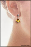 14Kt Gold Citrine Post Dangle Earrings with Diamonds at Rubini Jewelers