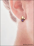 14Kt Gold and Amethyst Triad Design Post Earrings at Rubini Jewelers