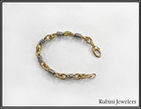 14t Yellow and White Gold Triple Wrap with Marquise Shapes Hollow Link Bracelet ar Rubini Jewelers