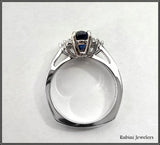 14Kt White Gold Oval Sapphire and Diamonds Engagement Ring at Rubini Jewelers.