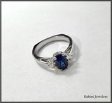 14Kt White Gold Oval Sapphire and Diamonds Engagement Ring at Rubini Jewelers